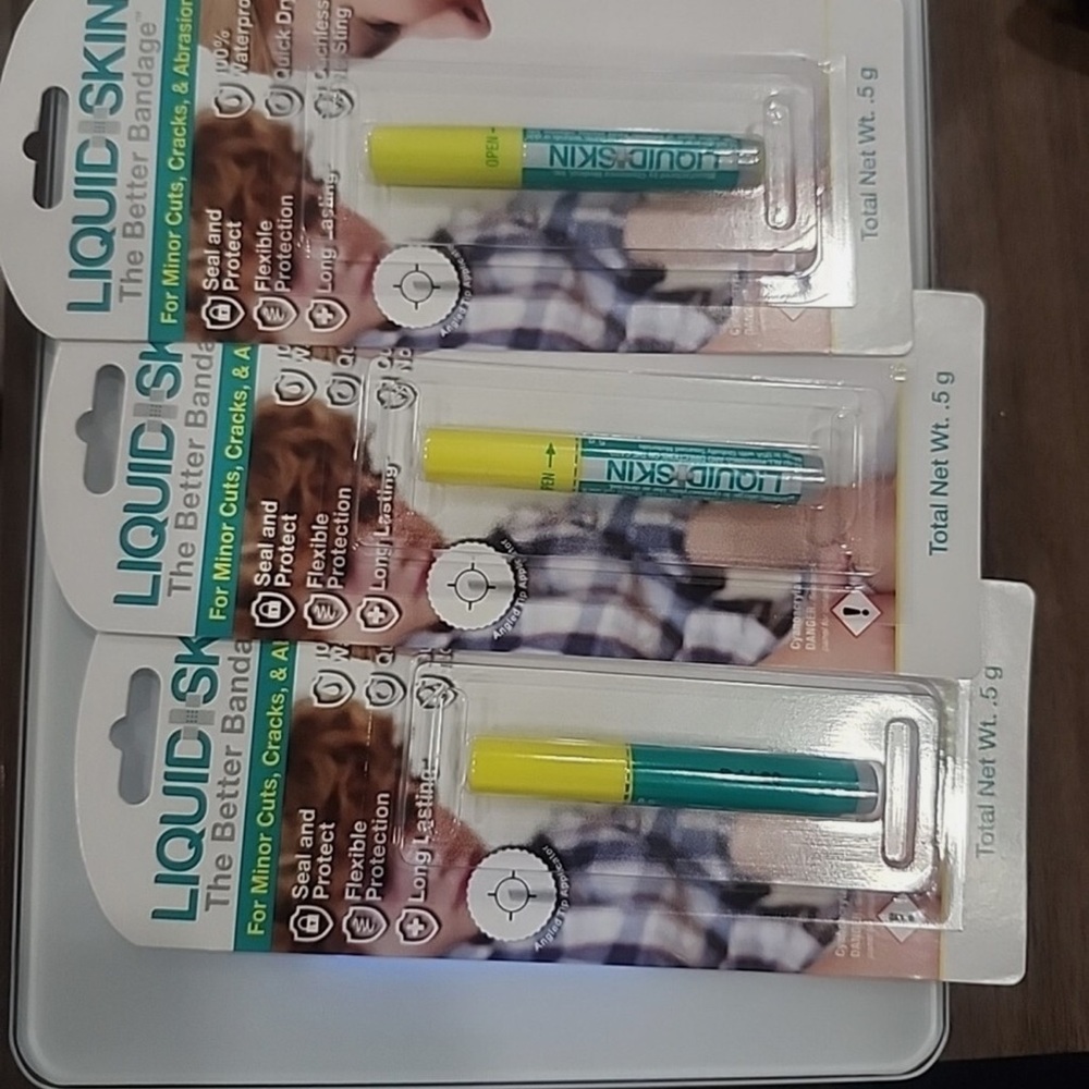 Liquid Skin Better Bandage Lot of 3 Seals Cuts/Scrapes, Waterproof, 0.5g ea NEW